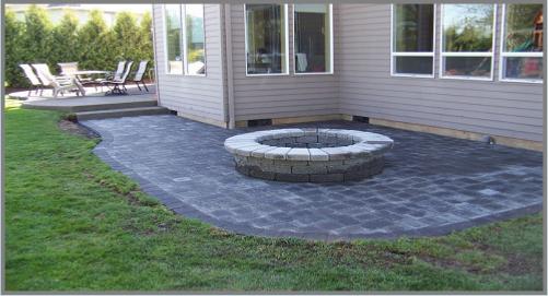 brick paver patio with firepit